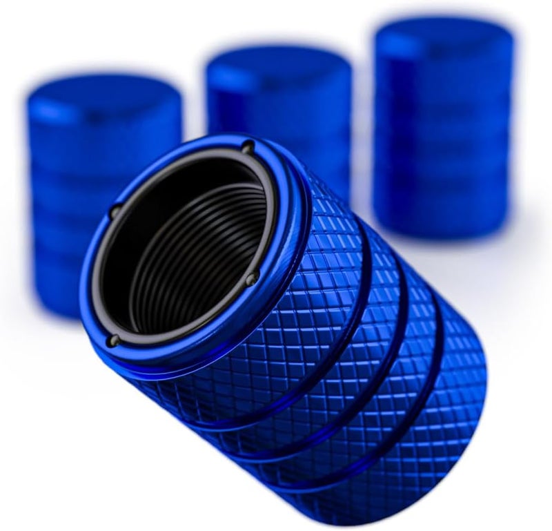 PC Autoworks Aluminum Tire Valve Stem Caps – Anti-Rust, Premium Anodized Aluminum, Corrosion-Resistant, Easy Install, Universal Fit for Car, Truck, Bike, SUV – 1 Pack/Set of 4 (Cobalt Blue) - Image 1
